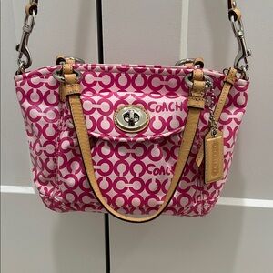 Coach Pink Leah Op Art Coated Canvas Crossbody/Shoulder Bag